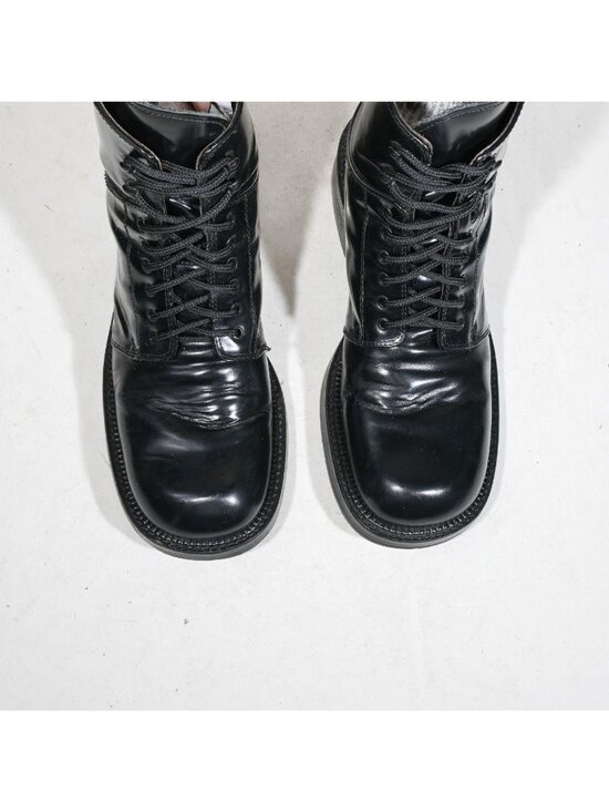 Vintage Kenneth Cole New York Black Leather Lace Up Chunky Ankle Boots Made in I main image 6